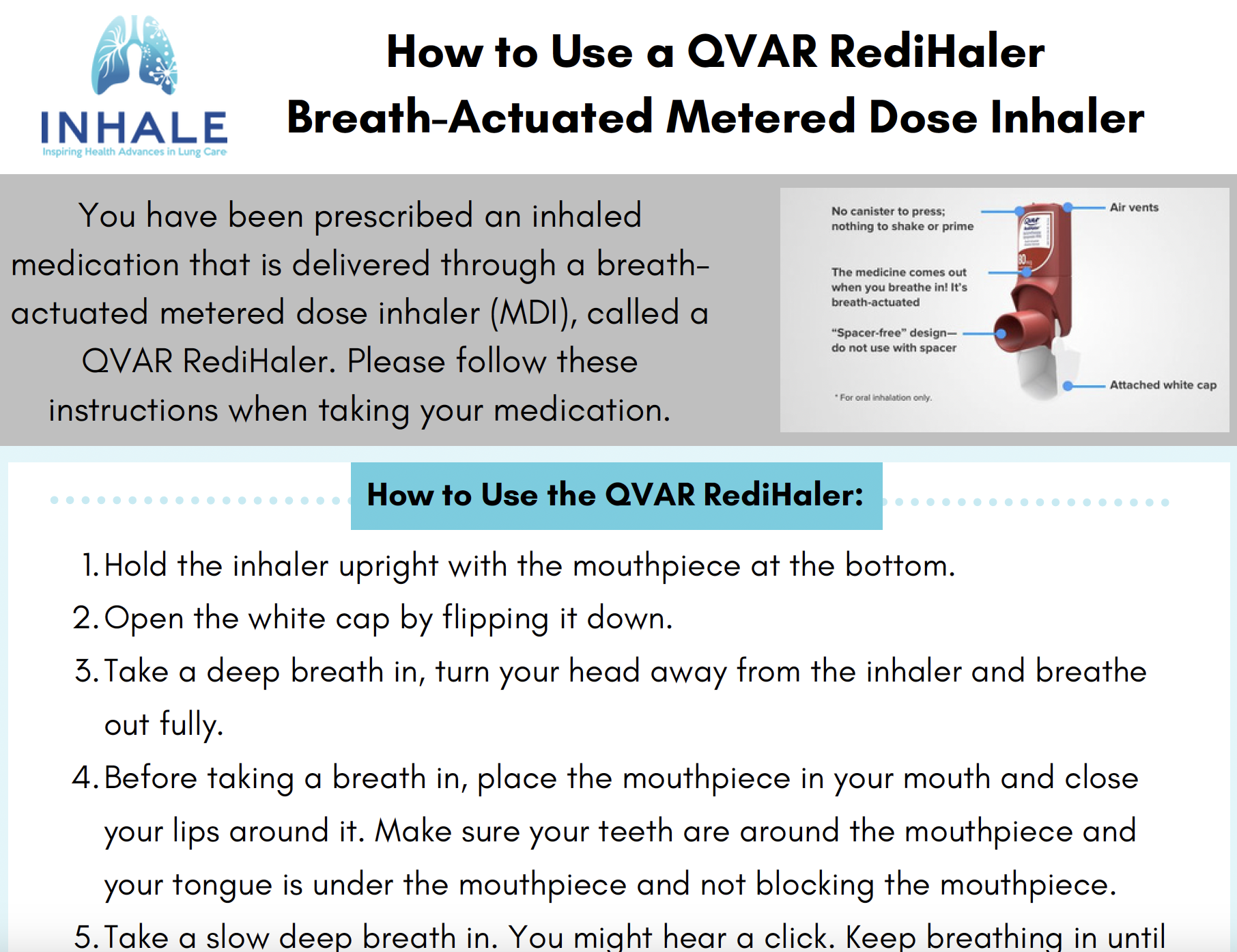 QVAR RediHaler MDI - Patient Instructions